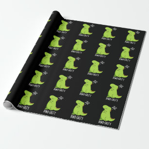 Dino-zoutige Grappige Dinosaur Pun Donkere BG Cadeaupapier