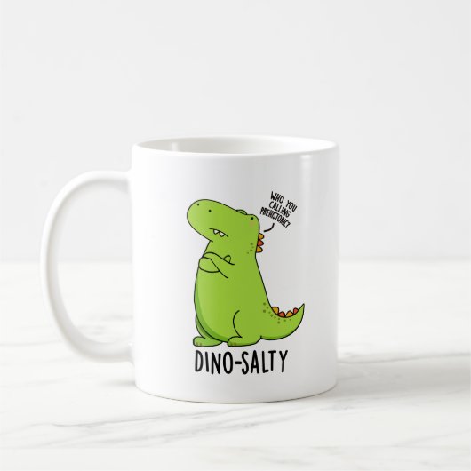 Dino-zoutige Grappige Dinosaur Pun  Koffiemok (Links)