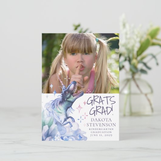 dinocorenkristal | Novelty Magic Photo Afstuderen Aankondiging (Staand voorkant)