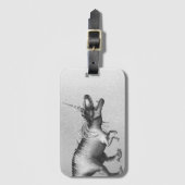 Dinocorn Chrome | Zilveren Eenhoorn Gehoornde Dino Bagagelabel (Voorkant (verticaal))
