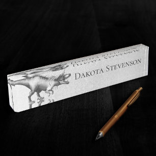 Dinocorn Chrome   Zilveren Eenhoorn Gehoornde Dino Naambordje