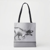 Dinocorn Chrome | Zilveren Eenhoorn Gehoornde Dino Tote Bag (Voorkant)