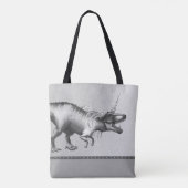 Dinocorn Chrome | Zilveren Eenhoorn Gehoornde Dino Tote Bag (Achterkant)