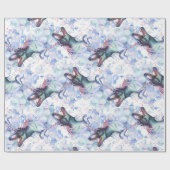 Dinocorn Clouds | Mystical Unicorn Horned Dinosaur Cadeaupapier (Vlak)