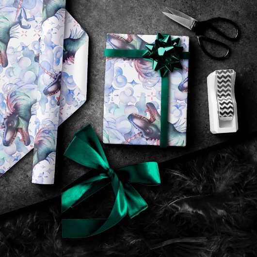 Dinocorn Clouds | Mystical Unicorn Horned Dinosaur Cadeaupapier