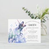Dinocorn Crystal | Baby shower Dinosaur Unicorn Kaart (Staand voorkant)
