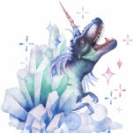 Dinocorn Crystal Dinosaur Unicorn Fantasy Unisaur Fotobeeldje Ornament<br><div class="desc">Mystieke waterverf pastel Dinocorn Unisaur is een fantasie handgeschilderde Tyrannosaurus Rex met mythische eenhoorn en majestueuze manen. Het prehistorische wezen is te zien in een brullende profiel T-Rex dinosaurus met een eenhoorn hoorn in een zeer aantrekkelijk gedempt regenboogpalet met een faux glans en fonkelende accenten. De kleurrijke dino-maïs (of uni-saur)...</div>