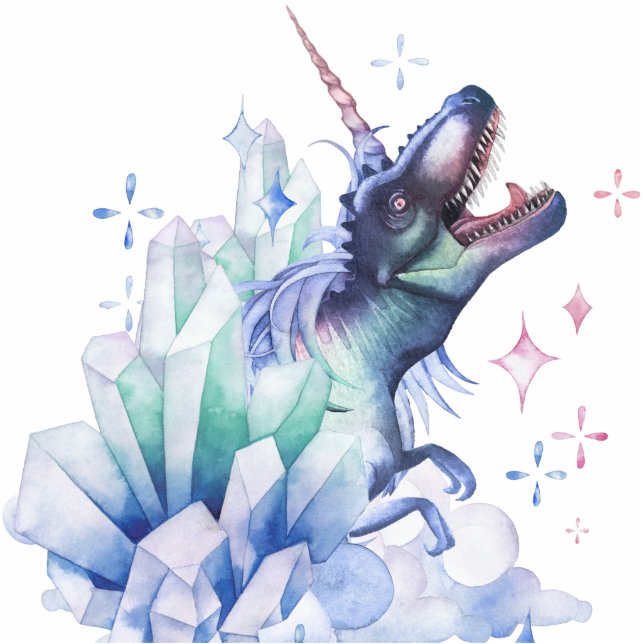 Dinocorn Crystal Dinosaur Unicorn Fantasy Unisaur Fotobeeldje Ornament (Voorkant)