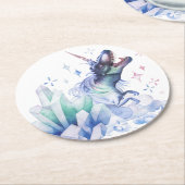 Dinocorn Crystal Dinosaur Unicorn Fantasy Unisaur Ronde Kartonnen Onderzetter (Gebogen)