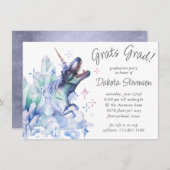 Dinocorn Crystal Paars | Unicorn Dinosaur Afstudee Kaart (Voorkant / Achterkant)