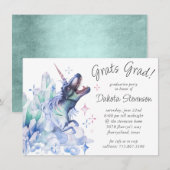 Dinocorn Crystal | Unicorn Dinosaur Afstudeerder P Kaart (Voorkant / Achterkant)