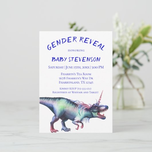 Dinocorn Gender onthulling | Roaring Unicorn Dinos Kaart (Staand voorkant)