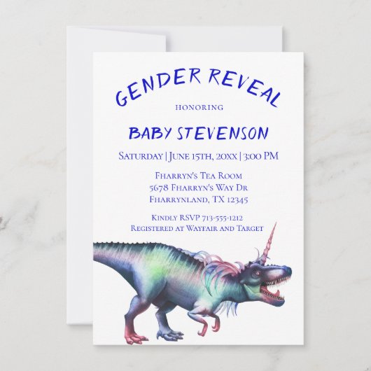 Dinocorn Gender onthulling | Roaring Unicorn Dinos Kaart (Voorkant)