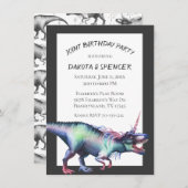 Dinocorn Joint Birthday Party | Unicorn Dinosaur Kaart (Voorkant / Achterkant)
