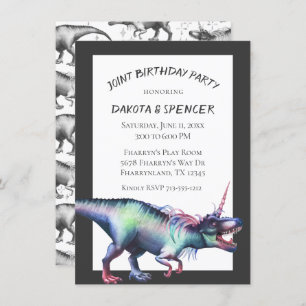 Dinocorn Joint Birthday Party   Unicorn Dinosaur Kaart