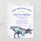 Dinocorn Joint Birthday Party | Unicorn Dinosaur Kaart (Voorkant)