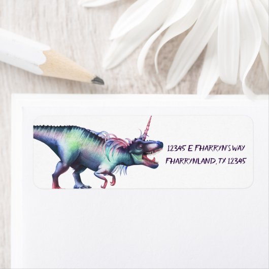 Dinocorn Party | Adres Roaring Dinosaur Unicorn Etiket (Insitu)
