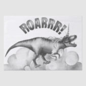 Dinocorn Roar | Zilvermonochrome minimale woorden Tissuepapier (Voorkant)