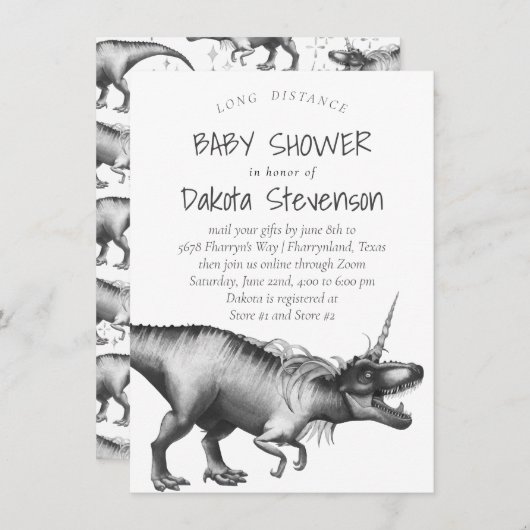 Dinocorn Silver | Baby shower over lange afstand s Kaart (Voorkant / Achterkant)
