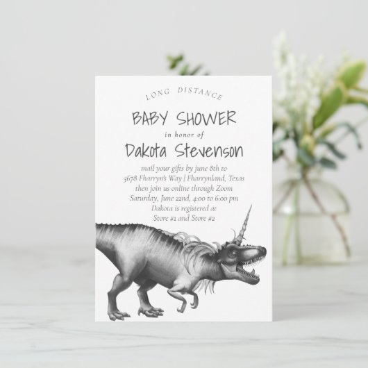Dinocorn Silver | Baby shower over lange afstand s Kaart (Staand voorkant)