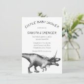 Dinocorn Silver | Baby shower voor monochrome pare Kaart (Staand voorkant)