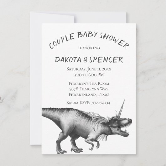 Dinocorn Silver | Baby shower voor monochrome pare Kaart (Voorkant)