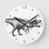 Dinocorn Silver | Fantasie eenhoorn dinosaurus Ronde Klok (Voorkant)