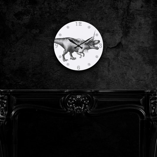 Dinocorn Silver | Fantasie eenhoorn dinosaurus Ronde Klok