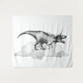 Dinocorn Silver | Fantasie eenhoorn dinosaurus Wandkleed (Voorkant (horizontaal))