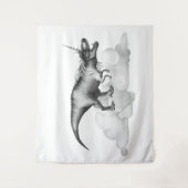 Dinocorn Silver | Fantasie eenhoorn dinosaurus Wandkleed (Voorkant)