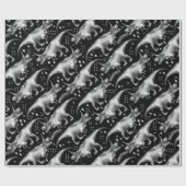 Dinocorn Silver Pattern | Fantasy Black en White Cadeaupapier (Vlak)