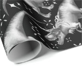 Dinocorn Silver Pattern | Fantasy Black en White Cadeaupapier (Rol Hoek)