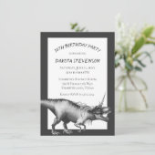 Dinocorn Silver | Unicorn Dinosaur Birthday Party Kaart (Staand voorkant)