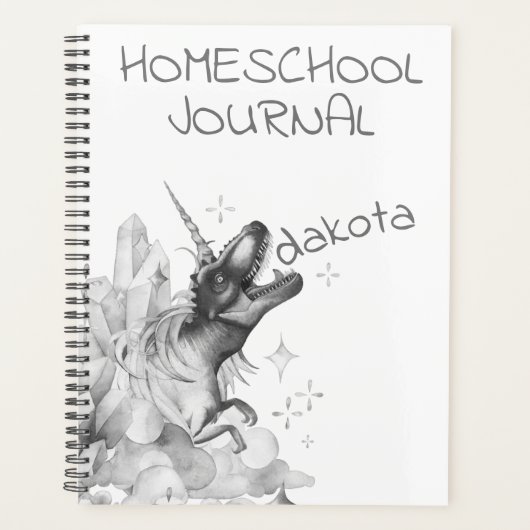 Dinocorn Silver | Unicorn Dinosaur Homeschool Planner (Voorkant)