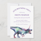 Dinocorn-Waterverf | Unicorn Dinosaur Birthday Kaart (Voorkant)
