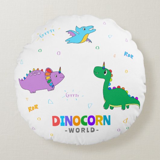 Dinocorn World - Kussen voor Kinderen Slaapkamer | (Voorkant)