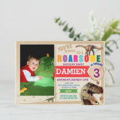 Dinodaur Verjaardag Uitnodiging Dino Trex Uitnodig (Staand voorkant)