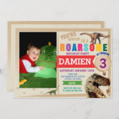 Dinodaur Verjaardag Uitnodiging Dino Trex Uitnodig (Voorkant / Achterkant)