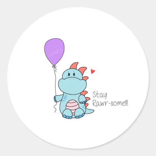 dinoliefde ronde sticker (Voorkant)