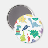 Dinomiet! Leuk kleurrijk dinosauruspatroon Magneet (Voorkant / Achterkant)