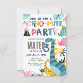 Dinomite 3e Verjaardag Feest Uitnodiging (Voorkant)