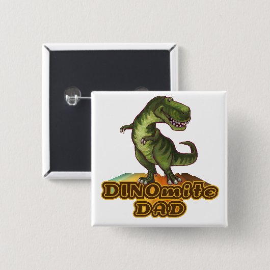 Dinomite Dad Vierkante Button 5,1 Cm (Voorkant /achterkant)