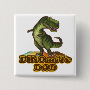 Dinomite Dad Vierkante Button 5,1 Cm