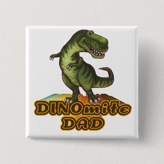 Dinomite Dad Vierkante Button 5,1 Cm (Voorkant)