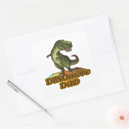 Dinomite Dad Vierkante Sticker (Envelop)