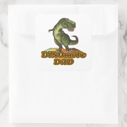 Dinomite Dad Vierkante Sticker (Tas)