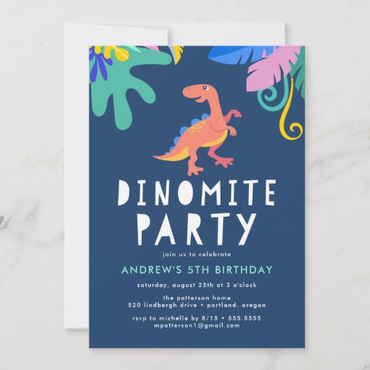 Dinomite Dinosaur Birthday Party Kaart (Voorkant)