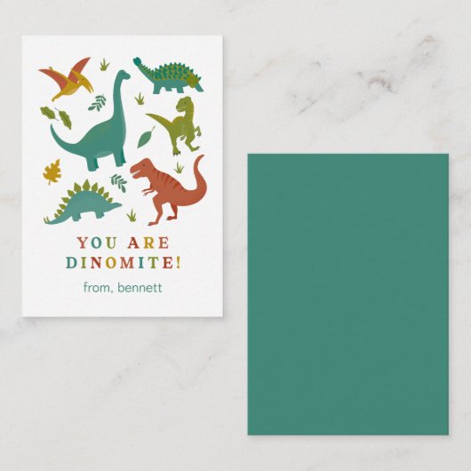 Dinomite Dinosaur Classroom Valentijn Kaart (Voorkant / Achterkant)