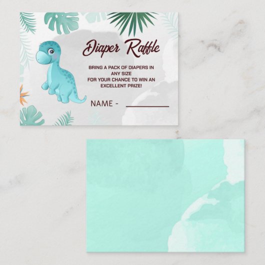 Dinomite Dinosaur Diaper Raffle Enclosure Kaart (Voorkant / Achterkant)