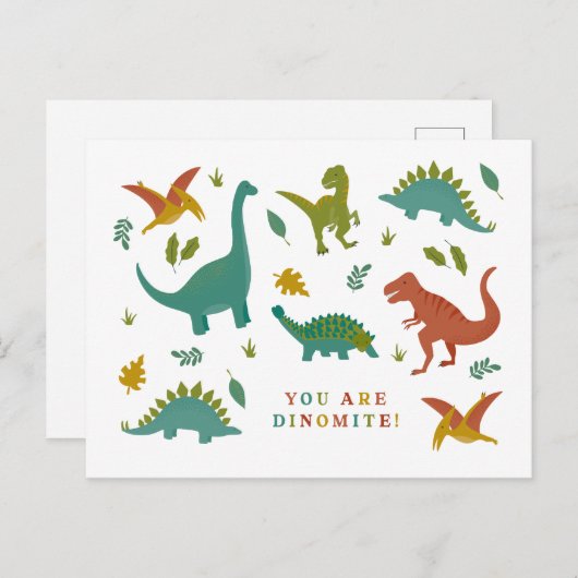 Dinomite Dinosaur Valentijn Briefkaart (Voorkant / Achterkant)